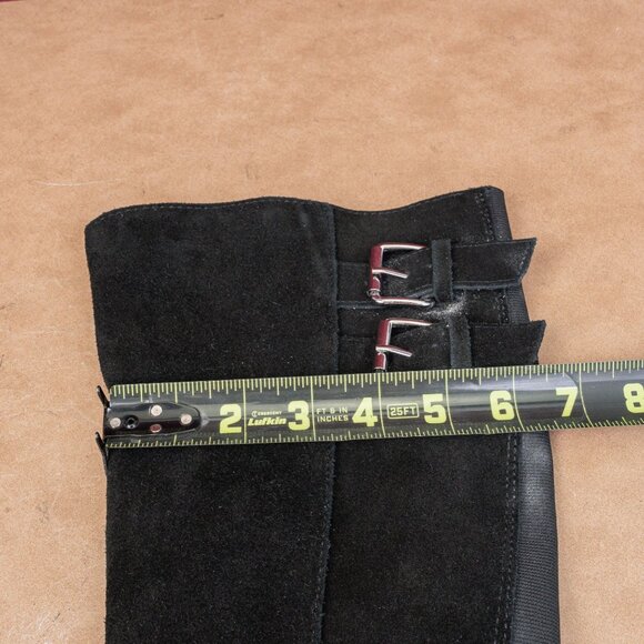 Blondo Women Reagan Waterproof Black Suede Stretch Moto Knee Boots sz 7 - Picture 7 of 10